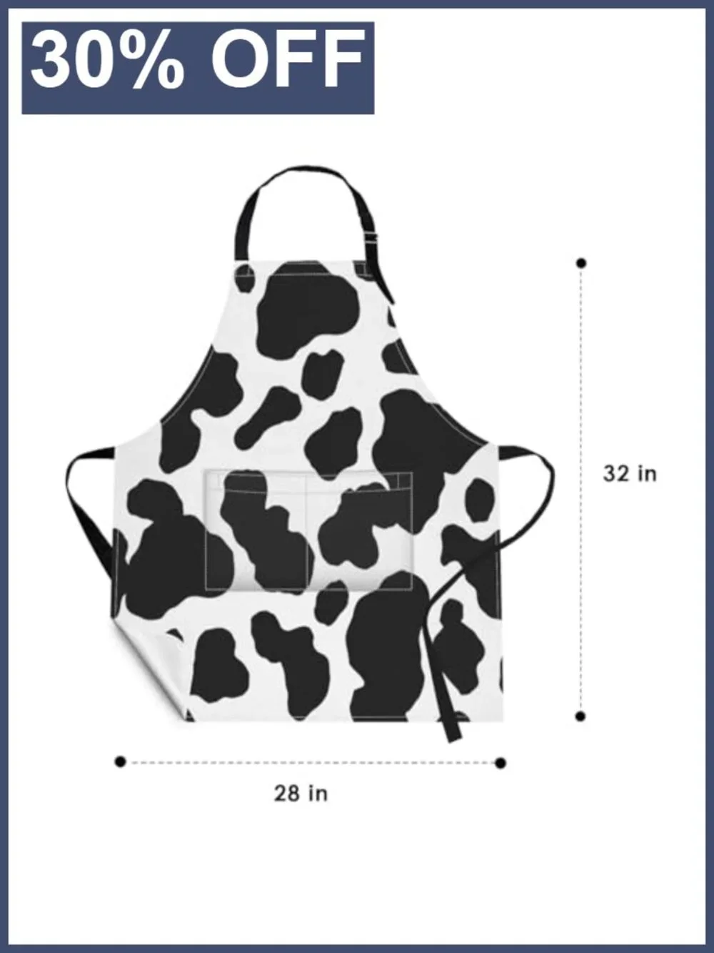 Waterproof Polyester Bib Apron with Pockets Adjustable for Cooking Baking